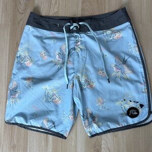 Quicksilver Light Blue Tropical Swim Trunks